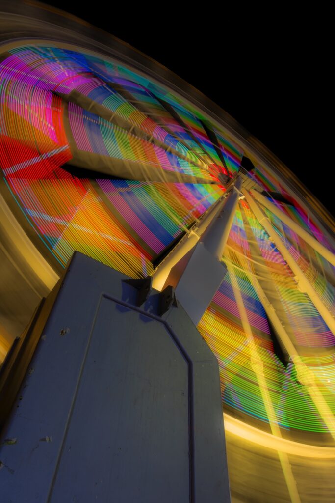 Ferris wheel on a Barcelona night photography tour