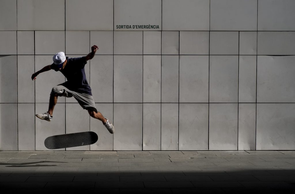 A skateboarder in the Raval on a Barcelona photography workshop
