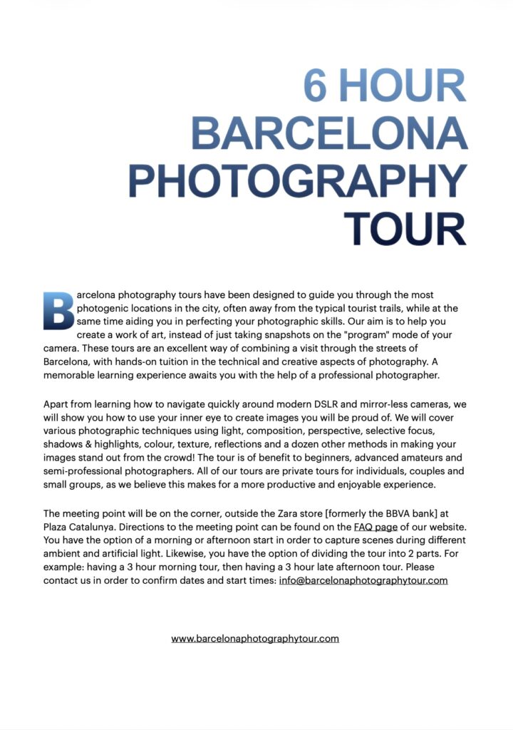 Barcelona photo tour gift voucher
